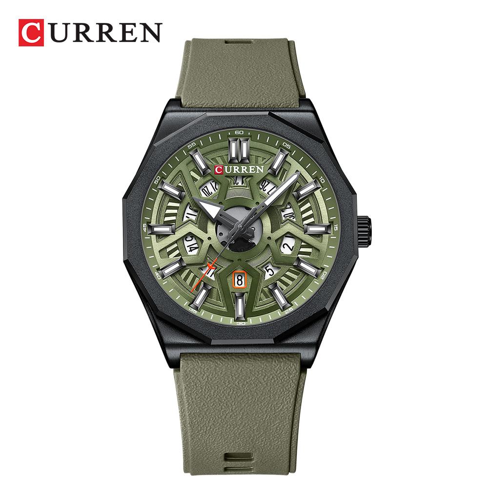 CURREN Mens Watches New Blue Leather Waterproof Luminous Quartz Wrist Watches Luxury Bracelet Men Calendar Watch Relojes Hombre