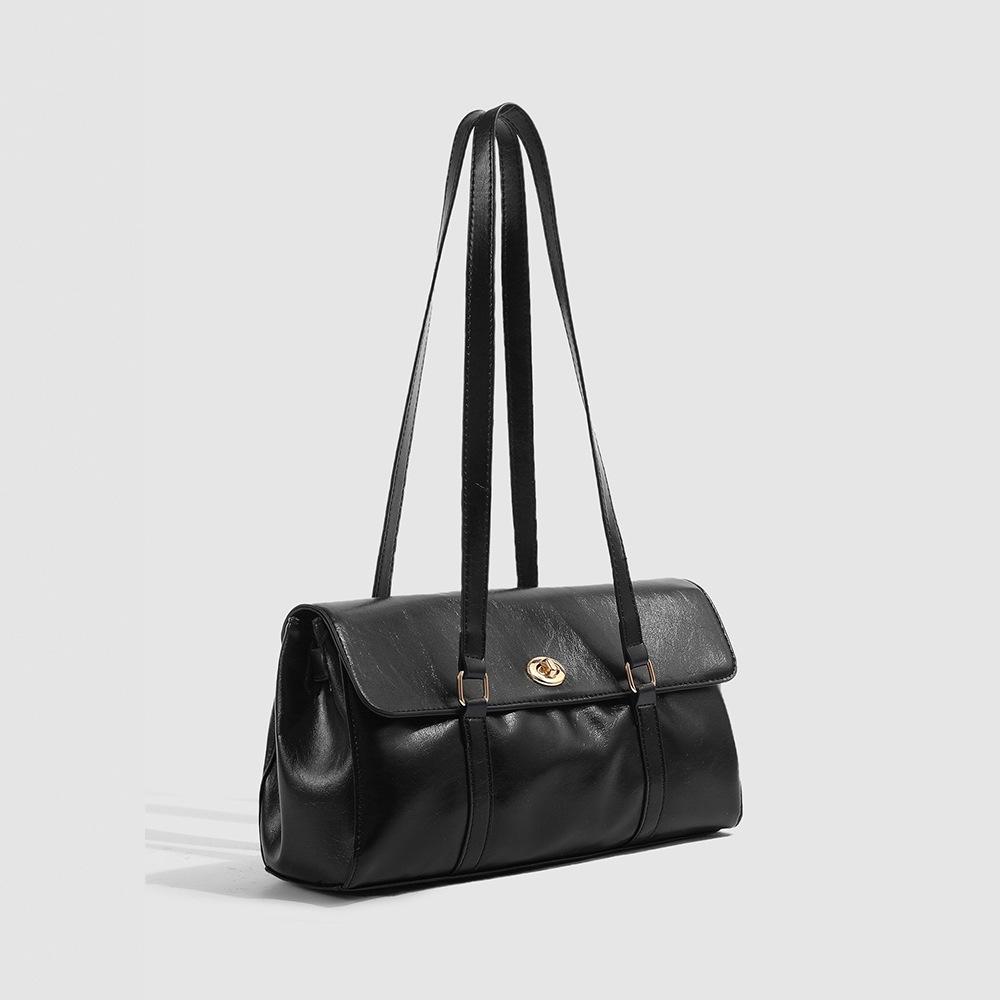 High-end oil wax leather underarm bag for women, 2025 new vintage pillow bag, versatile for daily commuting, single-shoulder underarm bag