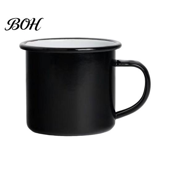 Durable Steel Water Cup Enamel Coffee Mug with Handle, Retro Style Cup, Smooth Lead Free Drinking Vessel Surface Portable for Hot Tea And Milk Outdoor