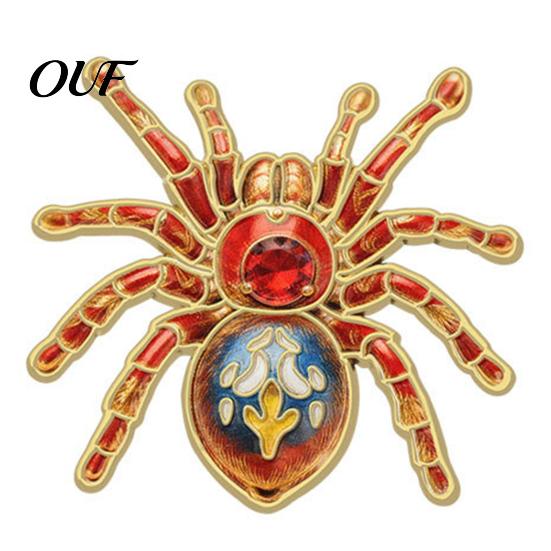 Punk Rock Style Accessories Gothic Spider Brooch Pin, Colorful Rhinestones Decor, Retro Decorative Pins for Jackets Alloy Lapel Pin And Backpacks