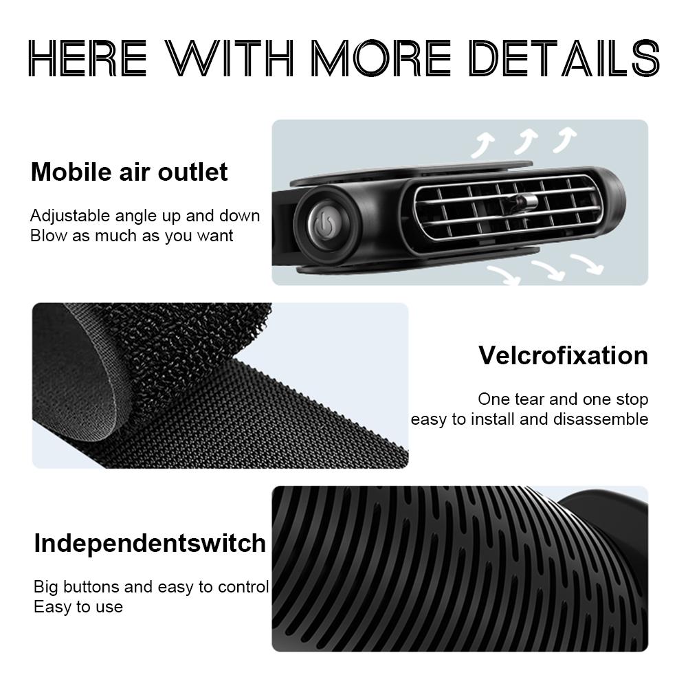 Car Headrest Cooling Air Fan 3 Speeds Adjustable Car Interior Rear Headrest Fan Cooler Air Cooling Fan Summer Car Accessories