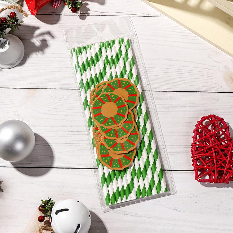 12pcs/pack Christmas Paper Straws Santa Claus Snowman Christmas Party Decoration Straw 2026 New Year Party Supply