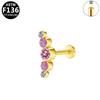 Titanium G23 Internal Thread T-shaped Lip & Ear Cartilage Stud