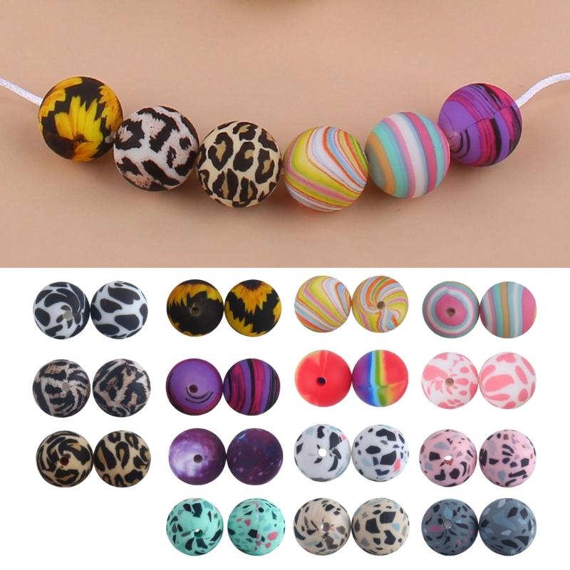 20pcs Silicone Beads with 15mm Diameter Food Grade Baby Teethers Beads Silicone BPA Free For Necklaces Pacifier Holder