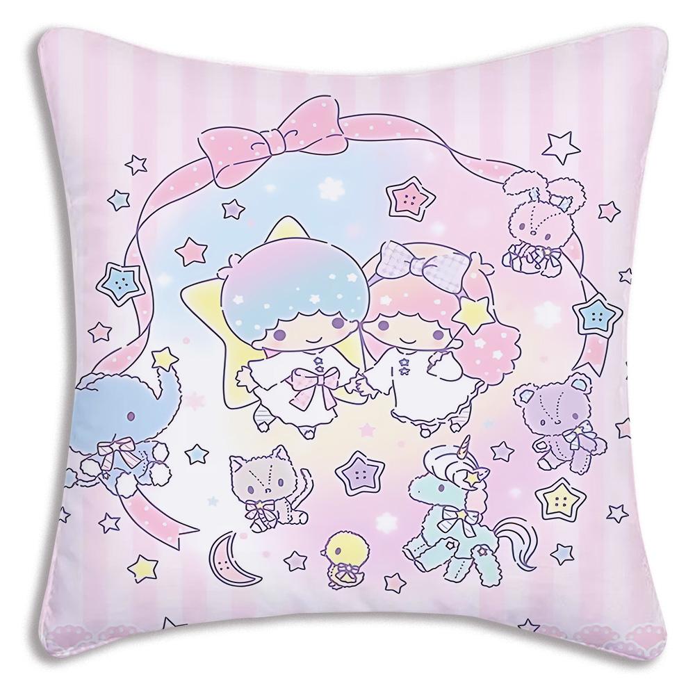 Littletwinstars Sanrios Pillow Covers Cartoon Sofa Decorative Home Double-Sided Printing Short Plush Cute Cushion Cover
