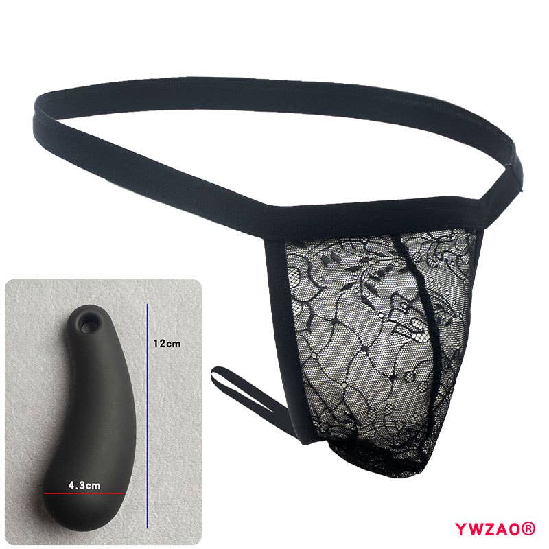 YWZAO Tapón Anal Insertable Ropa Interior Masculina Tanga Encaje Negro N12