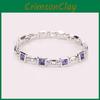 Fashion Jewelry Silver Plated Princess Cut Girl Elegant Crystal Bracelet Charm With Sparkling Geometric Design