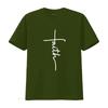 Minimalist Line Art Christian Faith Cross Print Casual T Shirt Vintage Washed Stretched Comfortable Streetwear