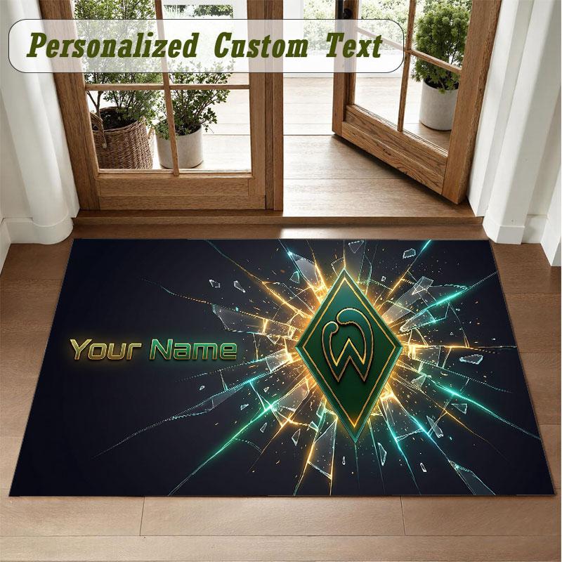 Crystal Velvet Square Rug Custom NameWerder Bremen FC Pattern Non Slip Home Floor Decor Rug