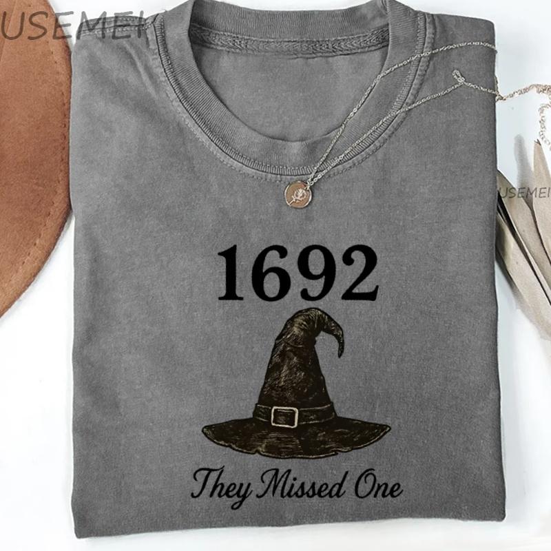 

1692 They Missed One T Shirt Salem Witch Tee Shirt Halloween Tshirt Spooky Season TShirt Overized Streetwear 2yk Clothes S