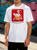 Unisex Crew Neck Tee Ostrich Beer Mug Cartoon Graphic Print Short Sleeve Summer Loose Casual Daily Top For Beer Loving Adult Males