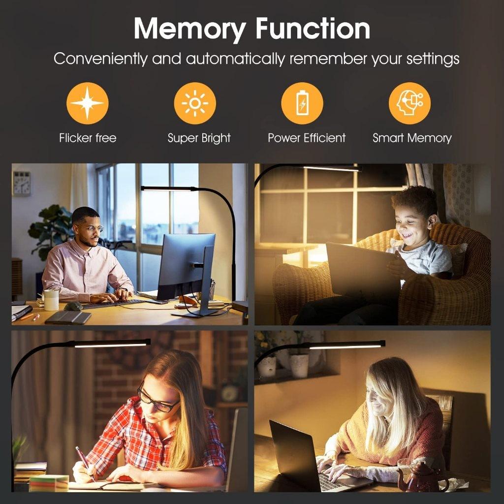 3-Colors 10 Brightness Adjustable Desk Lamp Eye Protection LED Home Office Clip-On Table Light Special Bedside Reading Lamp