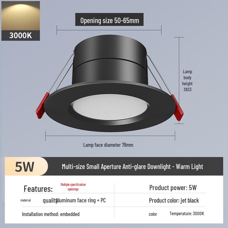 2-Inch Recessed Spotlight: Small Downlight for Ceiling In Living Room, Bullseye Hole Design, Opening Size 55.5cm X 606.5cm