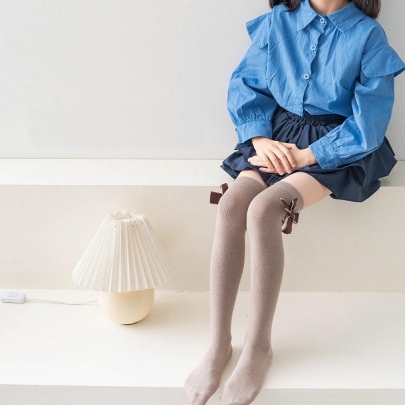 Children's Stockings Thin Kids Long Tube Socks Girls' Bowknot Stockings