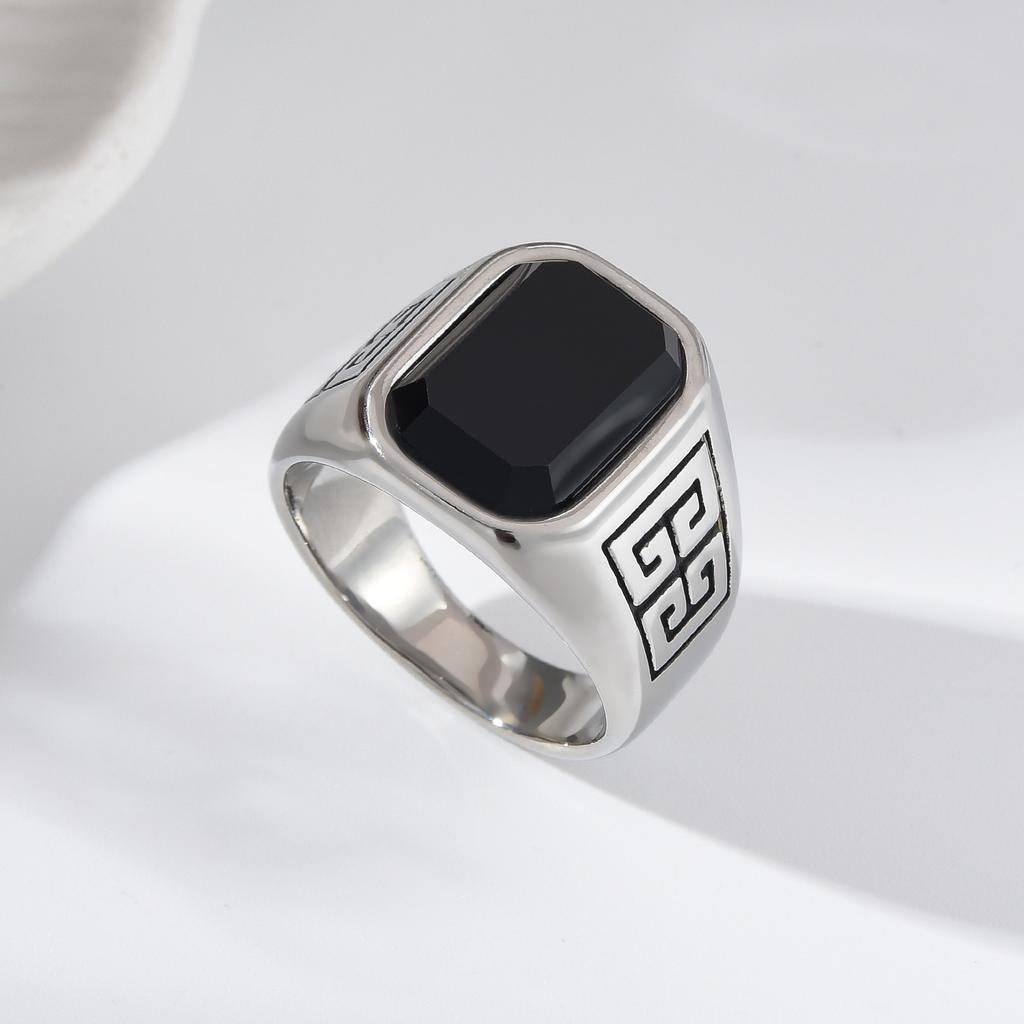 A3485 Men's High Quality 316LStainless Steel Onyx Watchband Rings Classic  Trend Jewelry Product