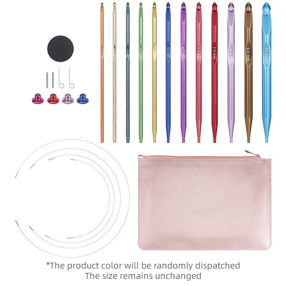 

1set aluminum Afghan carpet crochet hook set with knitting needles & extended knitting threads, DIY weaving carpet, sweater tool