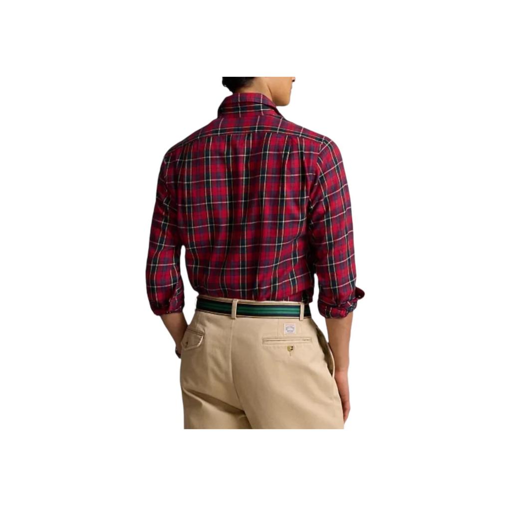 Polo Ralph Lauren Kostkovaná keprová košile s dlouhým rukávem na knoflíčky Pánské košile Červená 710922281-004