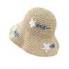 Straw Hat Flower Women's Summer New Hollow Sunshade Sunscreen Woven Bucket Hat Seaside Beach Vacation Hat