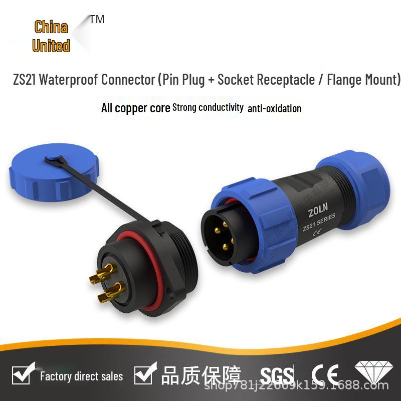 SP/ZS21 Aviation-Grade Waterproof Connector: Male Pin & Female Socket, 2-12 Core Options for Electrical Applications