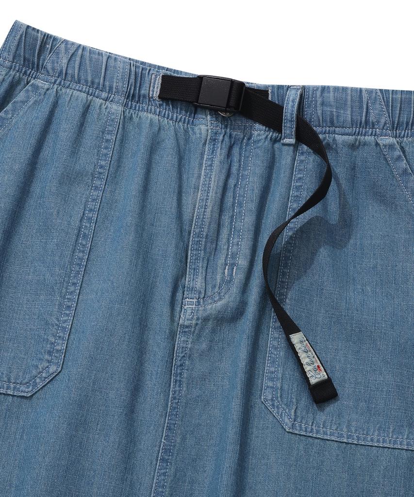 Columbia University Sl-Label Belted Denim Long Skirts Light Denim