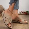 Women's Lightweight Slip-on Sandals, Non-slip Open Toe Wedge Heeled Sandals, Summer Open Toe Beach Shoes