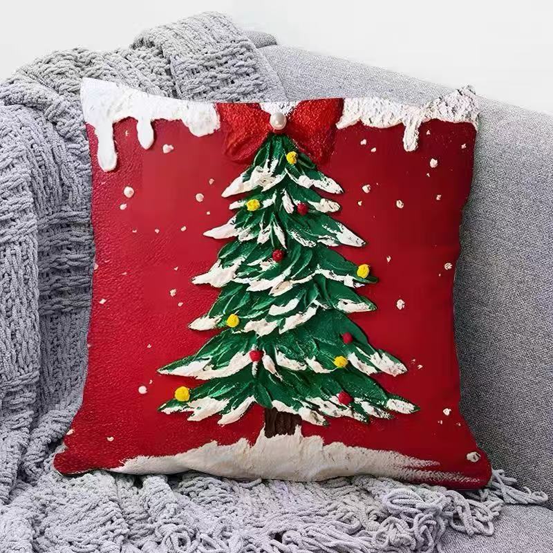 

Рождественская диванная подушка Ins Красная подушка Скандинавская новая наволочка Праздничное украшение Диван Гостиная Спинка flannel 45x45cm double-sided [without pillow core]