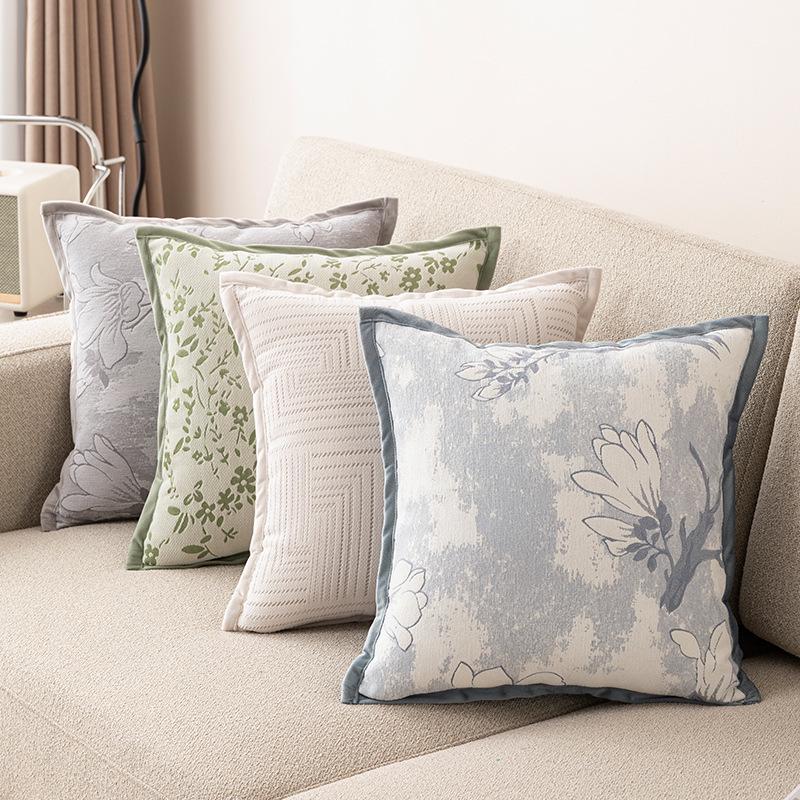 Niebieska poszewka na poduszkę do sofy z chenille - Nowoczesna minimalistyczna poduszka do salonu, sypialni lub jako zagłówek łóżka