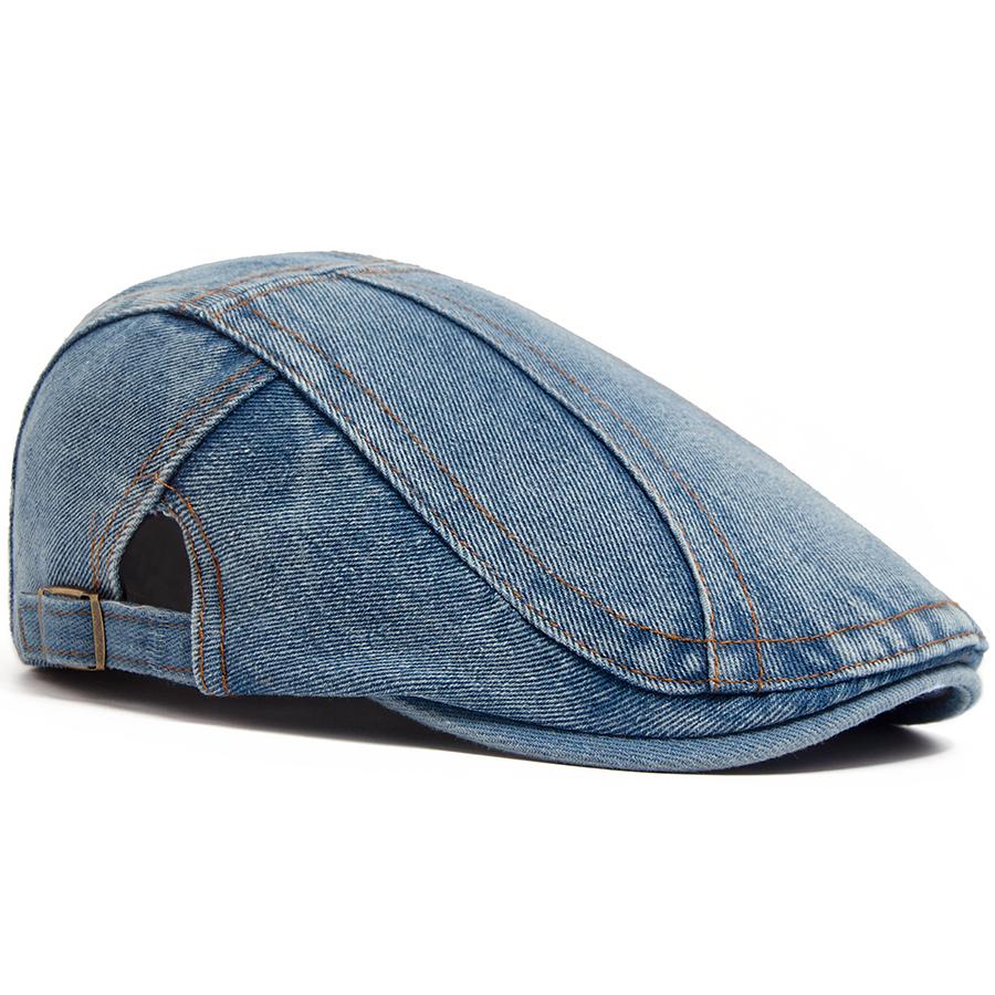 Women's Beret Denim Vintage sboy Cap For Men Summer Solid Washed Flat Caps Casual Female Visor Hat Unisex Adjustable