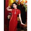 Burgundy improved cheongsam women's 1011 new engagement toasting clothes show thin national style wedding return banquet dress