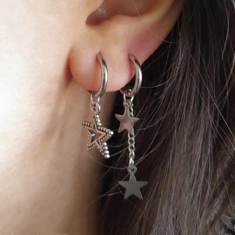 Silver Earring Fashion Star Pendant Earrings for Women Ladies Girls