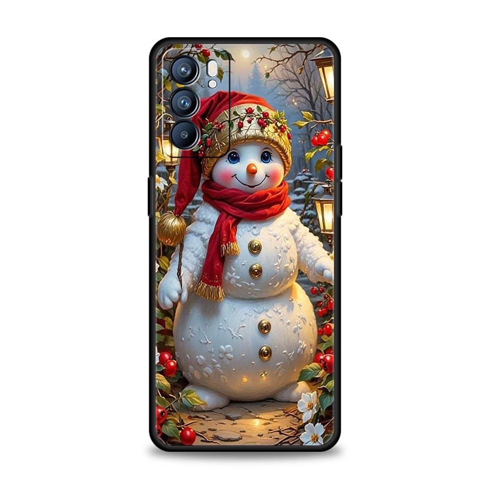Christmas Snowman Phone Case For Oppo A17 A31 A54 A57 A78 A79 A98 Find X5 X6 Reno 6 7 8 10 11 12 13 F Pro 5G Soft TPU Cover Bags