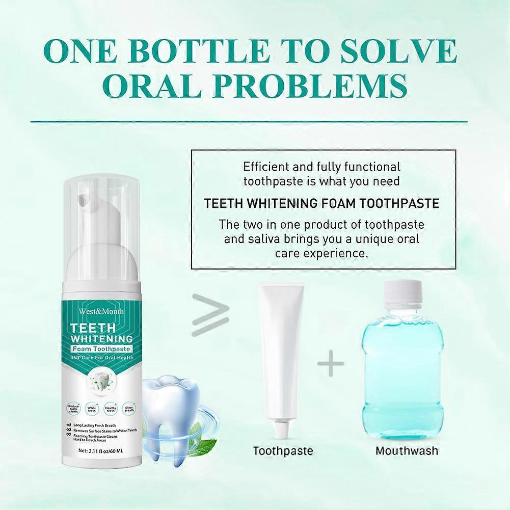 2pcs Mint Teeth Whitening Toothpaste Foam Teethaid Mouthwash Tooth Paste Stain Remove