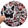 50 Horror Gothic Demon Stickers In Dark Red and Black Punk Style for Halloween Party Decoration.