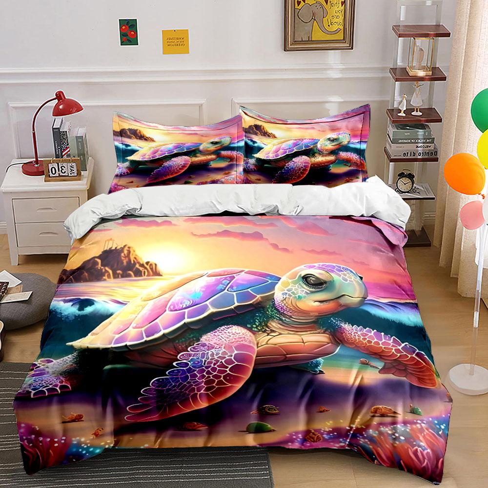 Colorful Sea Turtle Bedding Set Bedding Duvet Cover Set Duvet Cover Pillowcases (1 * Duvet Cover 2 * Pillowcases, Without Duvet Insert)