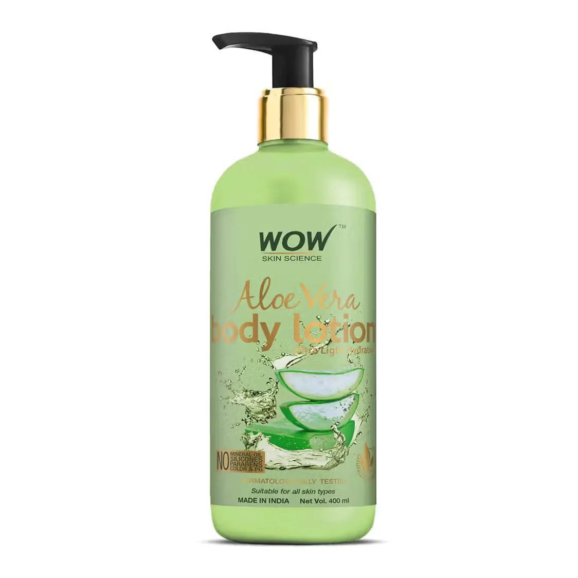 

Увлажняющий лосьон для тела с Алоэ вера (400 мл), Aloe Vera Body Lotion Ultra Light Hydration, WOW Skin Science