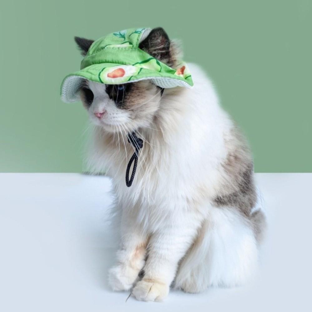 with Ear Holes Dog Sunscreen Hat Breathable Pet Visor Hat Fashion Cat Fisherman Hat  Summer Outing