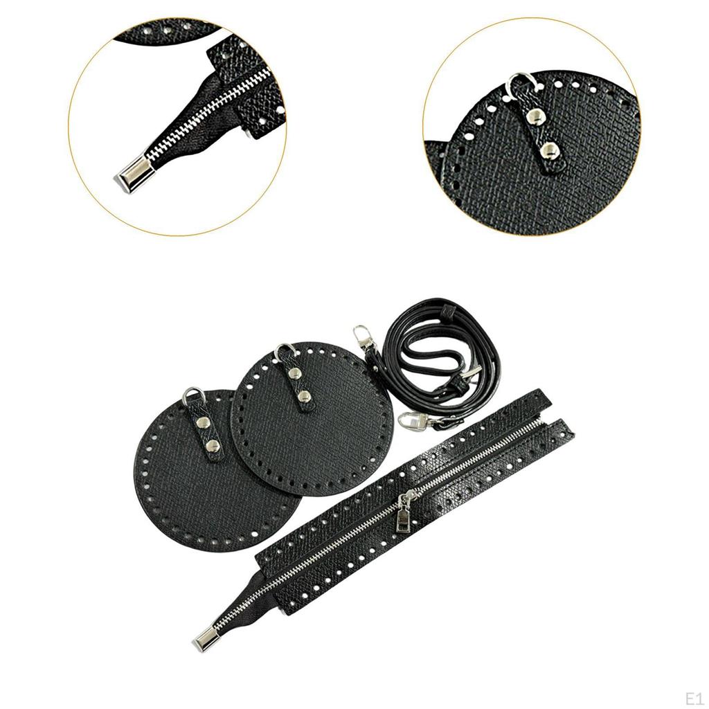 DIY Bag Making Kit With PU Leather Knitting Materials Shoulder Strap Zipper Holes Suitable for