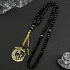 Mondstern Islamisch Muslimisch Allah Anhänger Halskette für Damen Herren Edelstahl Goldfarbe Arabisch Rosenkranz Amulett Schmuck