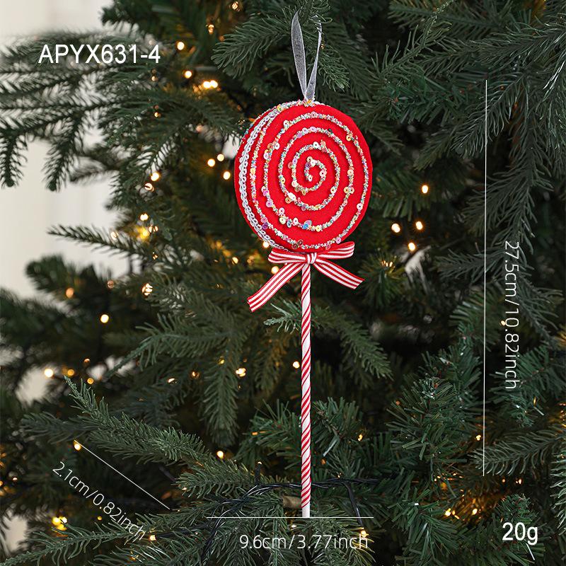 Red & White Plush Candy Christmas Balls Ornaments for Tree Decoration