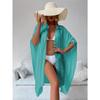 Women's Clothing Bikini Swimsuit Cover Up Button Down V Neck Shirts Long Sleeve Blouse Beachwear Bathing Suit