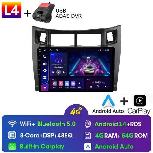 4G+64G Car Multimedia Player for Toyota Yaris 2007 Radio Fascia Car Radio 2005 - 2012 Android GPS Navigator 2 Din carplay stereo