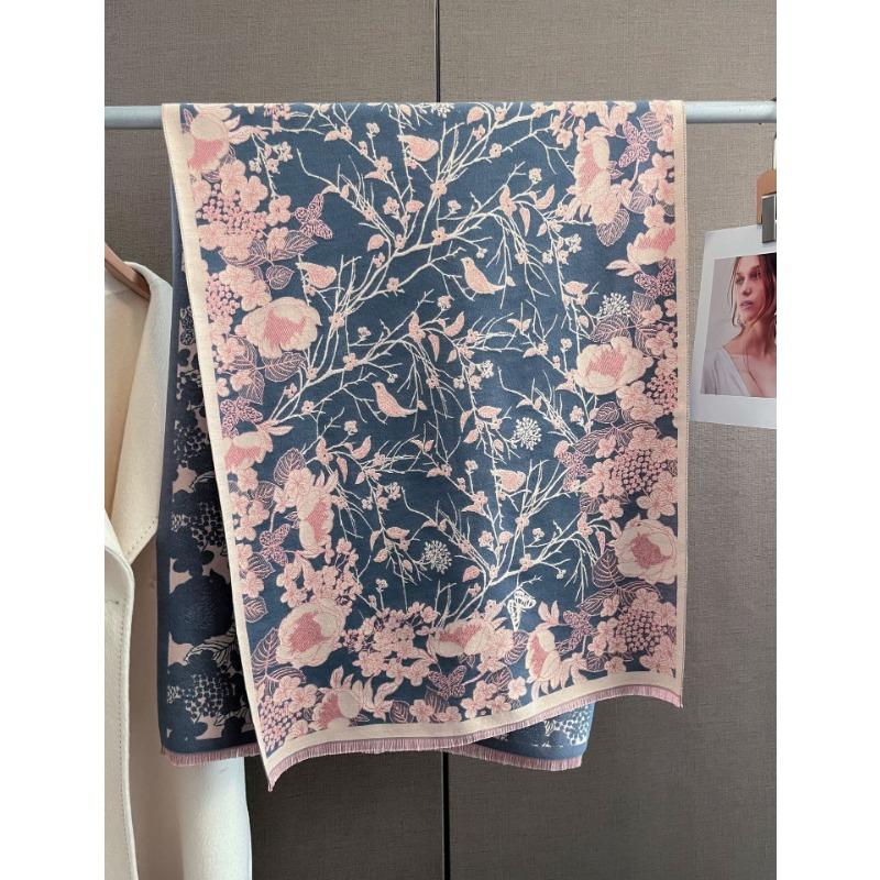 Women S Floral Pattern Faux Cashmere Scarf Winter Warm Fashionable Shawl