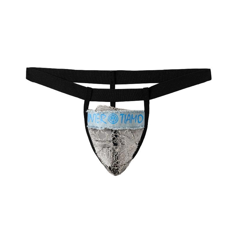 Dírkované krajkové sissy kalhotky s kapsičkou Pánské Sexy Průhledné Nízký pas T-back Tangá G-string Průsvitné Crossdresser Spodní prádlo