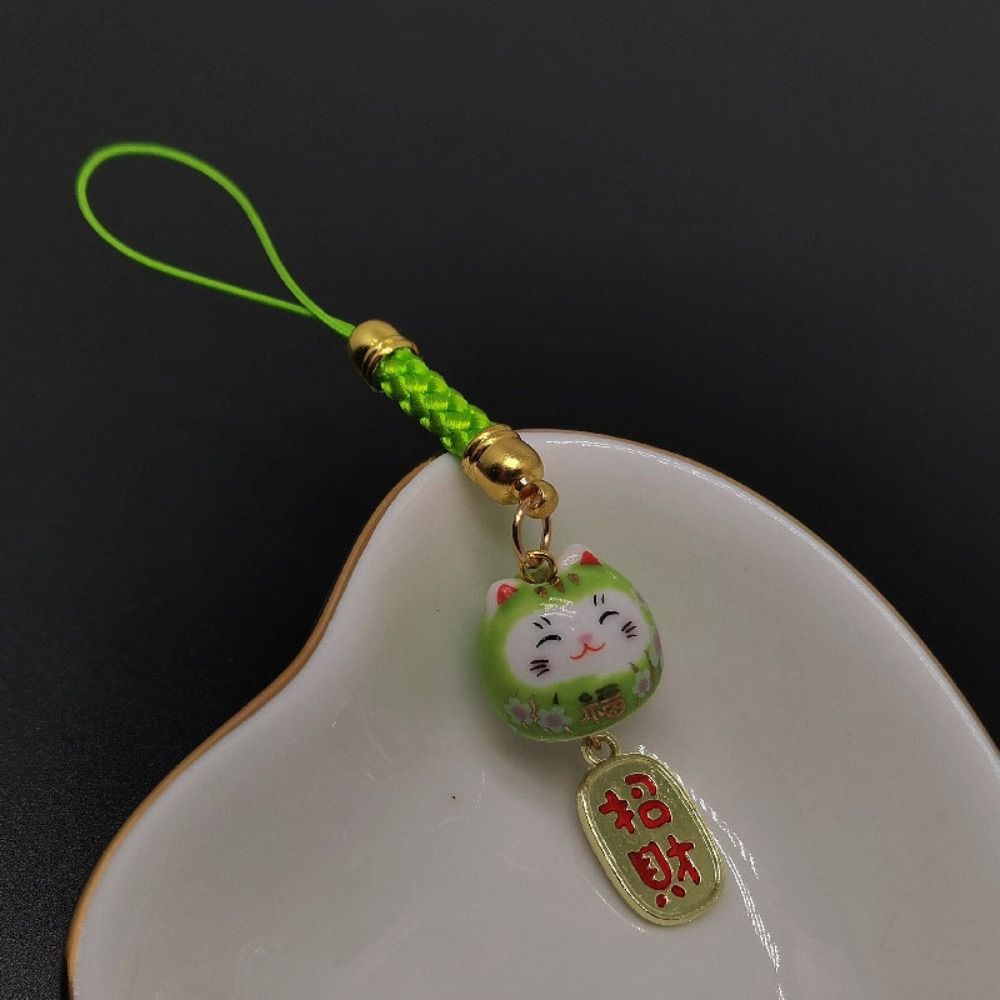 Cartoon Lucky Cat Keychain Car Keyring Phone Strap Ornaments Kawaii Maneki Neko Pendant Couple