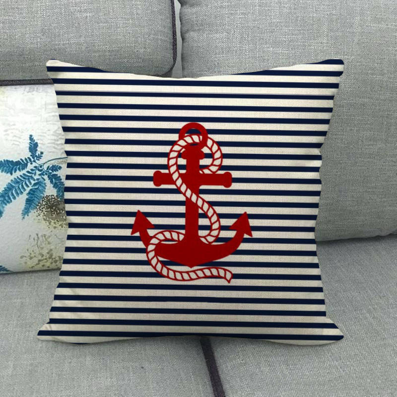 Minimalist Style Anchor For Boats Digital Printing Short Plush Pillow Covers For Car Sofa Office Cushion Cover Home Goods