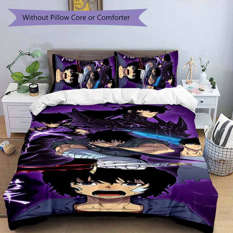 3pcs Solo Leveling Sung Jin-woo2 pattern bedding set duvet cover set includes duvet cover &pillowcases, perfect all season bedroom decoration & gift