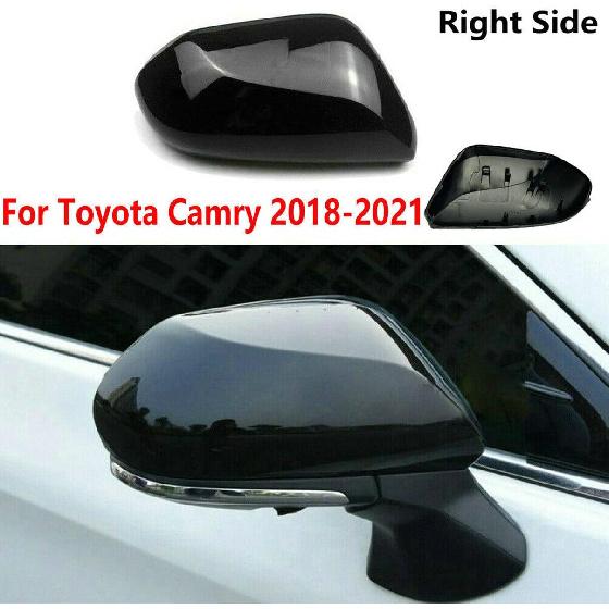 Car Side Rearview Mirror Cap Cover Trim For Toyota Camry 2018      Replacement (Only FIT With Singal Light Type) (Black, Right Passenger Side)