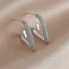 Luxury Crystal Love Heart Open Earrings for Women Simple Design  Sterling Silver Stud Earrings Stylish Minimalist