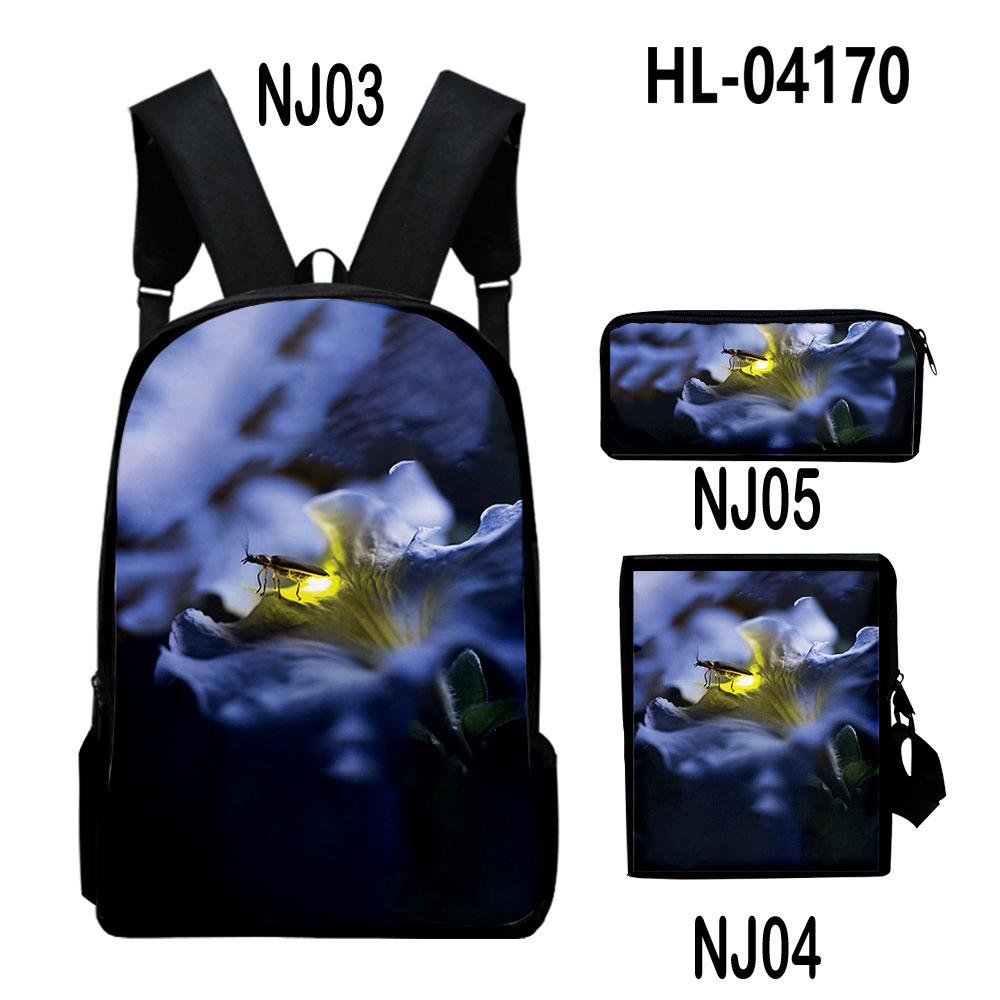 Classic Popular Classic Fireflies 3D Print 3pcs/Set pupil School Bags Laptop Daypack Backpack Inclined shoulder bag Pencil Case