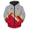 Herren Damen NFL Kapuzen-Reißverschluss-Sweatshirt Digitaldruck Lockerer Schnitt Freizeit-Sportbekleidung Alles
